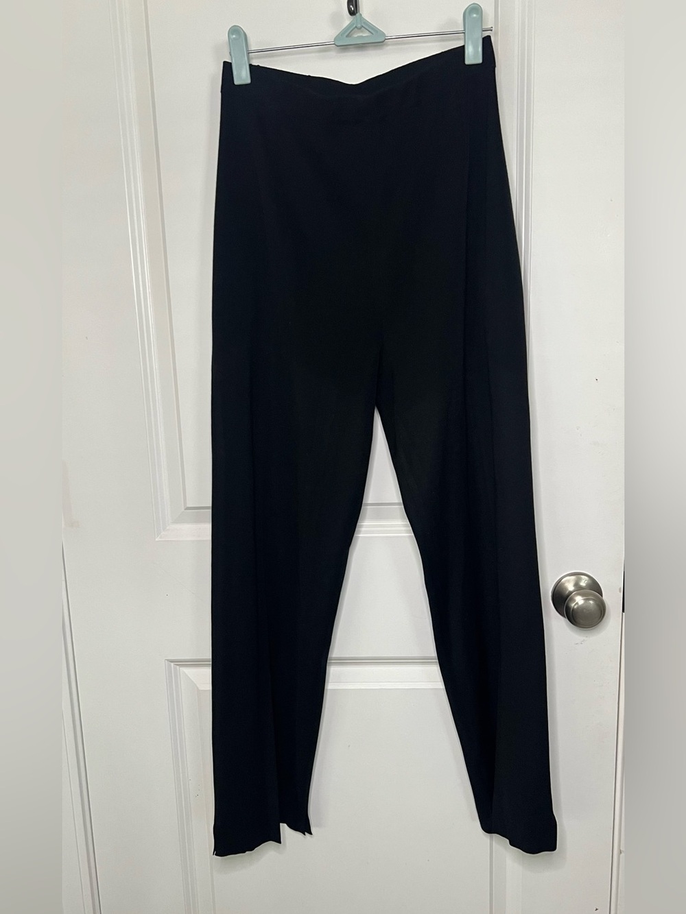 Ming Wang Black Knit Straight Leg Pants Womens Large Elastic Waist Career Travel
